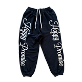 Black Embroidered "HAPPY PROMISE" Sweats
