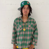 Green Flannel Button Up